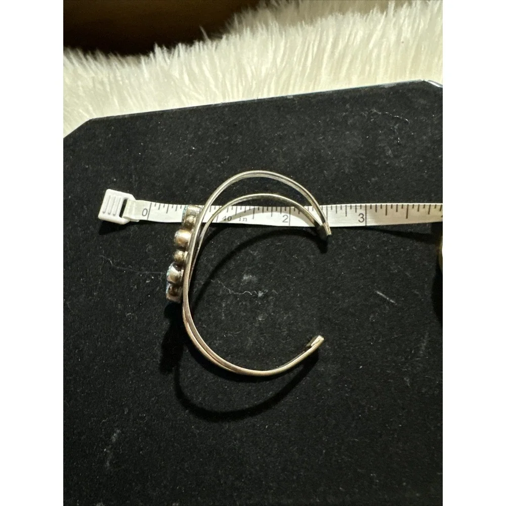 Navajo Native Sterling Cuff Lester Jackson Turquoise Gorgeous Cuff Signed